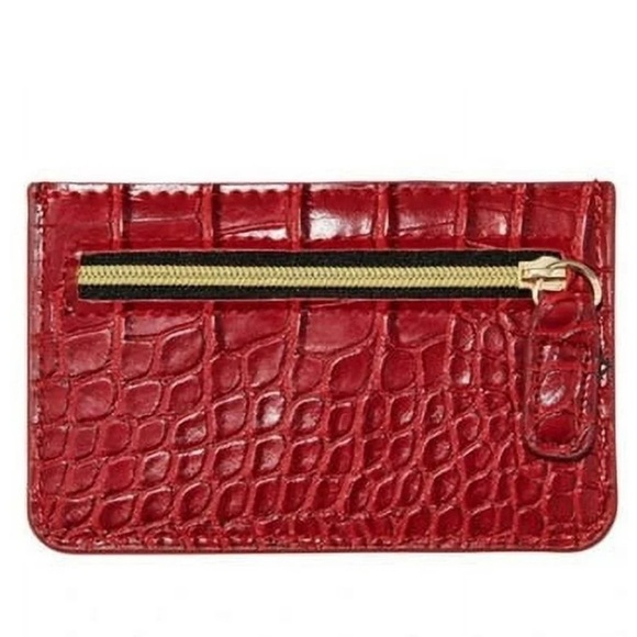 Card case slot holder B low the belt new red croc pattern NEW wallet money - Picture 1 of 3